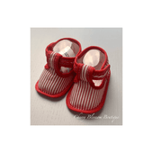 Sardon Baby Boy Cotton Sandal - White with Red